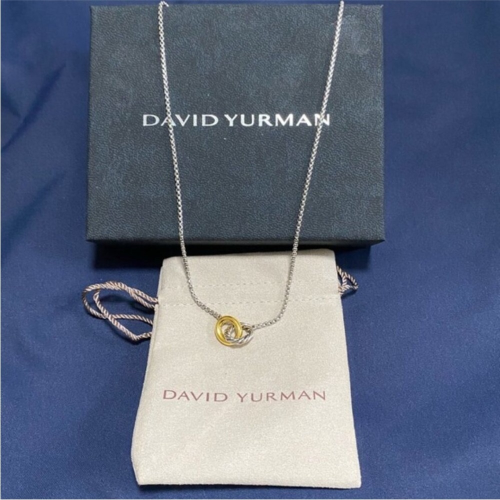 David Yurman Two-Tone Cable Knot Necklace in Silver and Gold - Picture 6 of 7